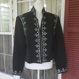 DOUBLE D RANCH Bohemian Western Embellished Floral And Mirror Blk Accent  Jacket